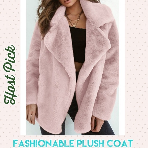 Jackets & Blazers - Plush Fold-Over Collar Coat